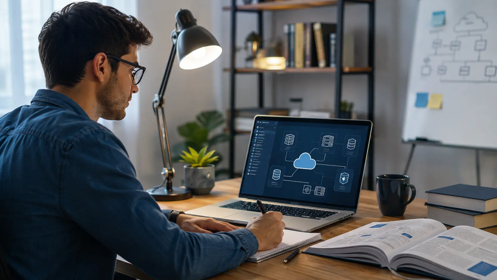 Pessoa estudando para as certificações da aws